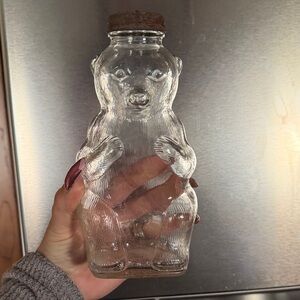 Clear Glass Bear Bottle with CoinTop
